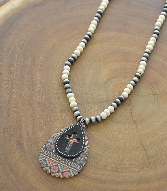 1726- Aztec W/ Cross Necklace