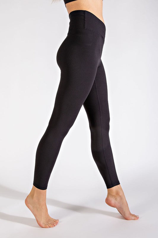 526- Black V Waist Full Length Leggings