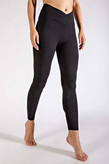 526- Black V Waist Full Length Leggings