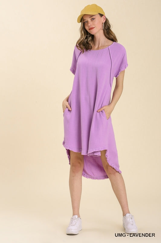 8012- Lavender Linen high Low Dress [UMGEE]