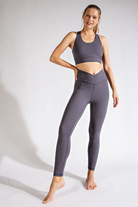 525- Charcoal V Waist Full Length Leggings