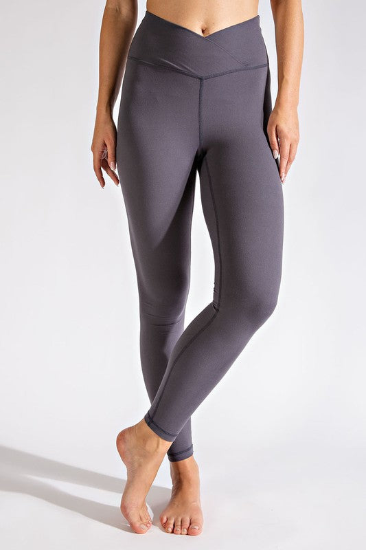 525- Charcoal V Waist Full Length Leggings