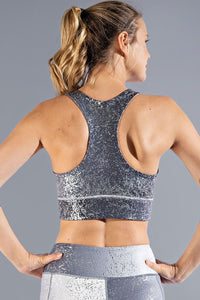 6136- Black/Silver Galaxy Print Sports Bra