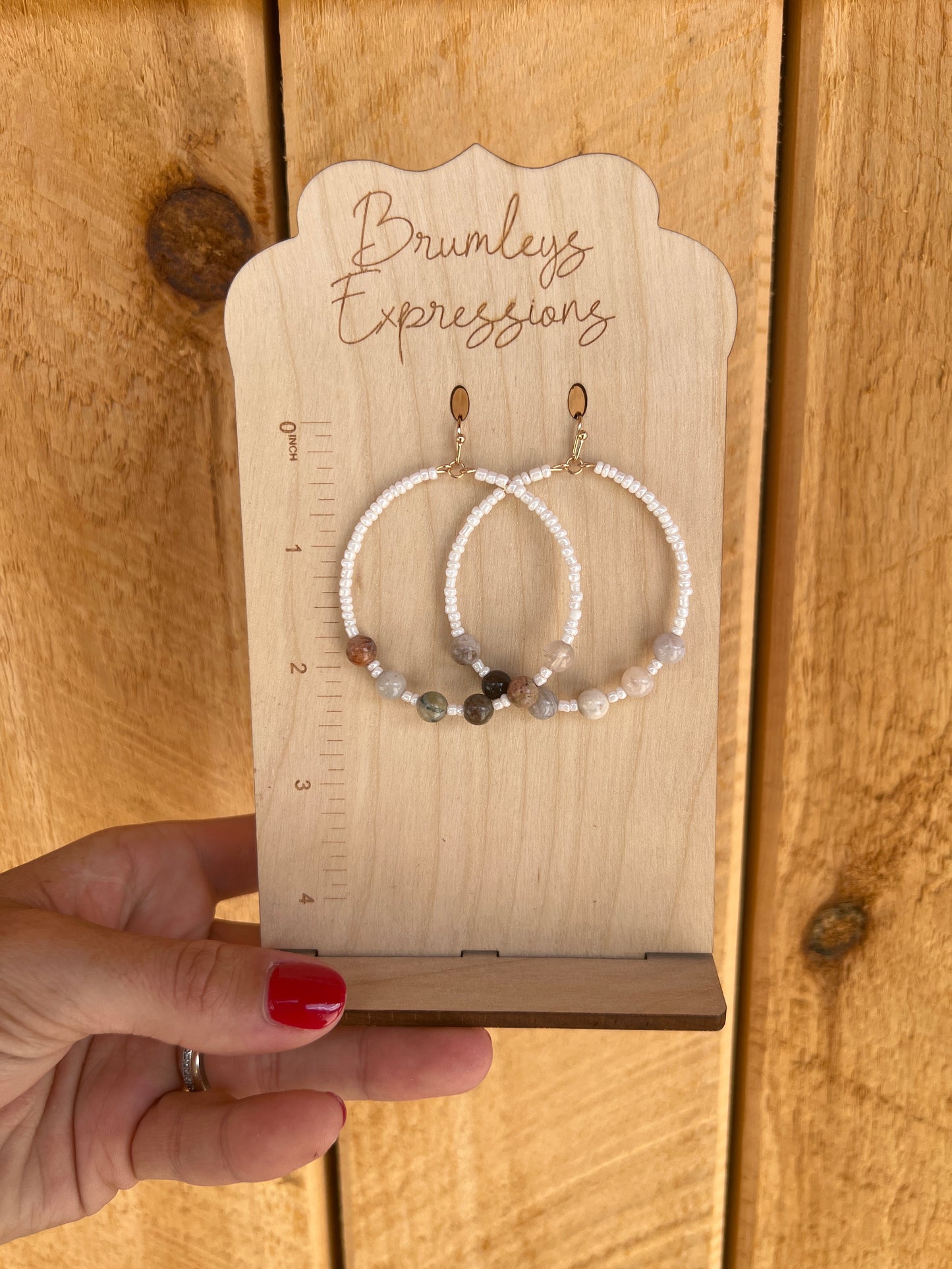 6373- Multi Stone Beaded Circle Earrings