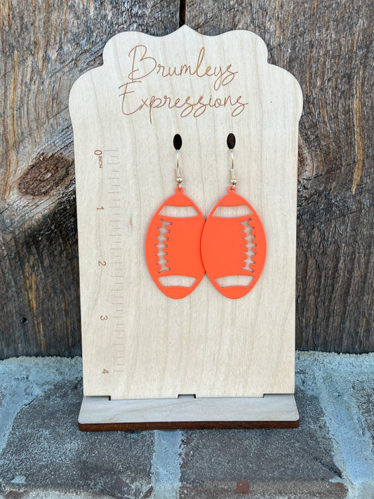 7130- Orange Football Earrings