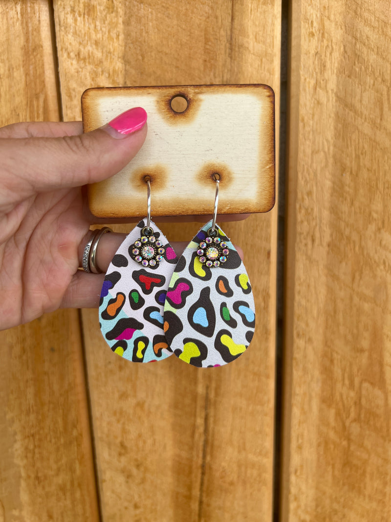 6361- Rainbow Cheetah Earrings