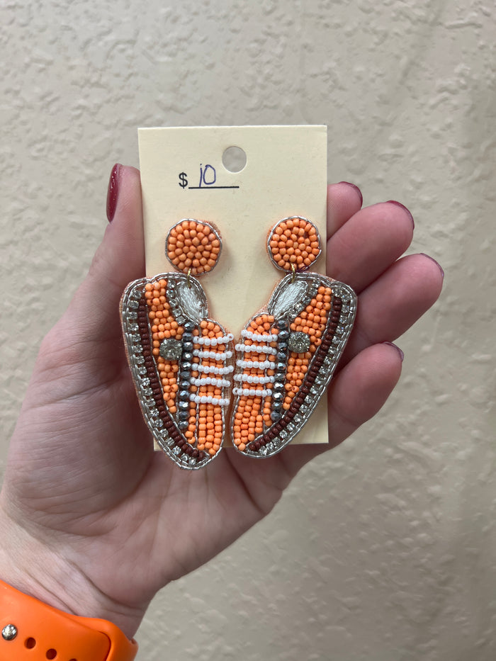 7483- Orange Beaded Sneaker Earrings