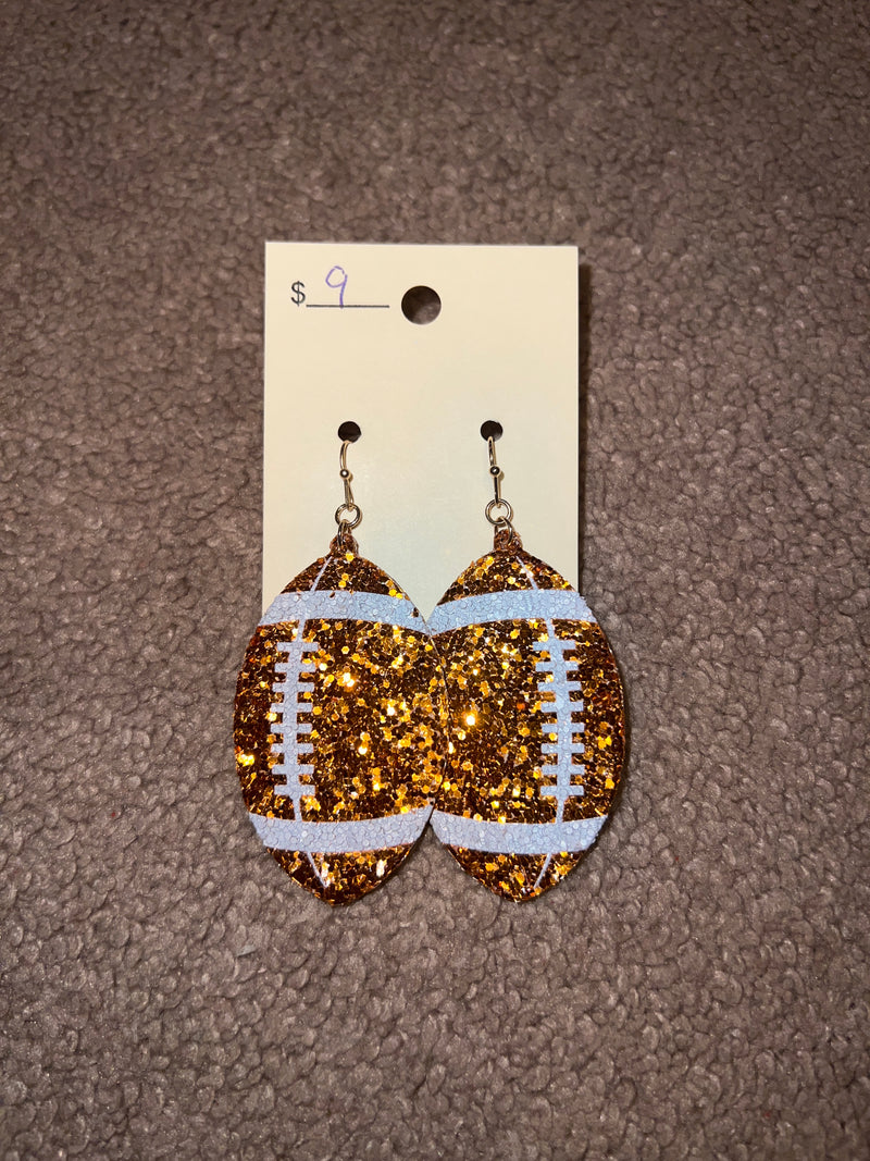 7895- Glitter Orange Football Earrings