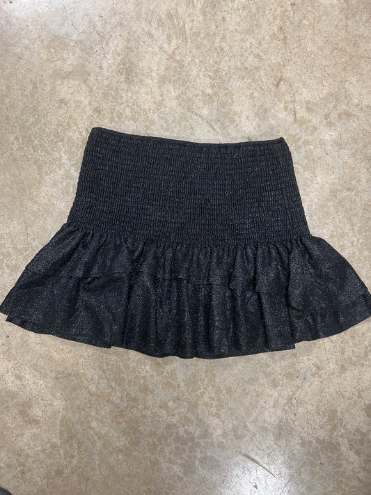 1687- Black Glitter Smocked Skort