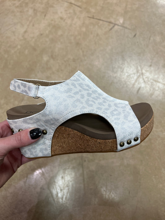 7222- Corkys Carley White Leopard Wedges