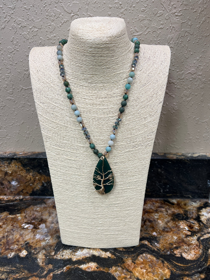 7543- Green Wire Stone Necklace