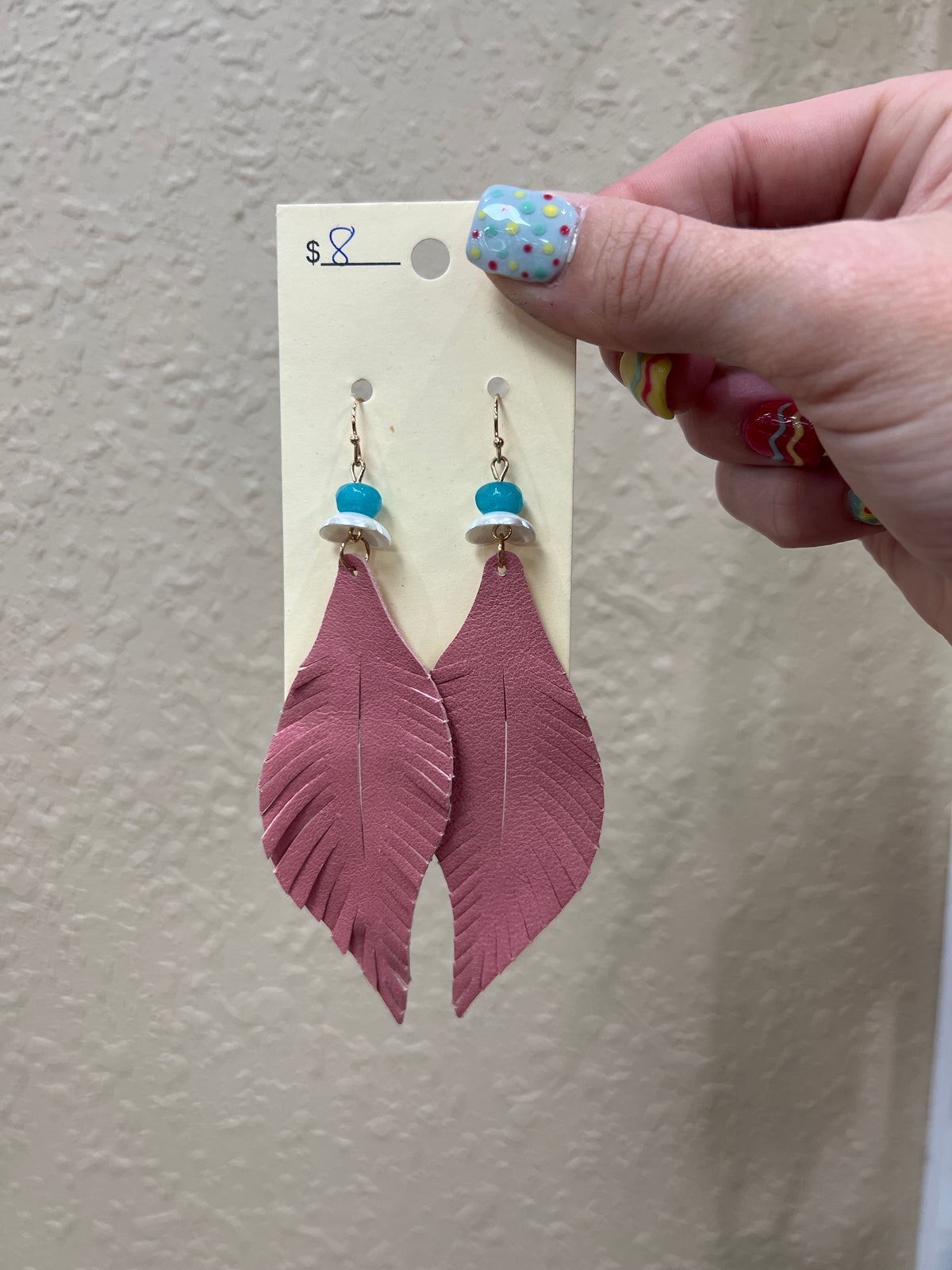 7688- Faux Leather Leaf Earrings