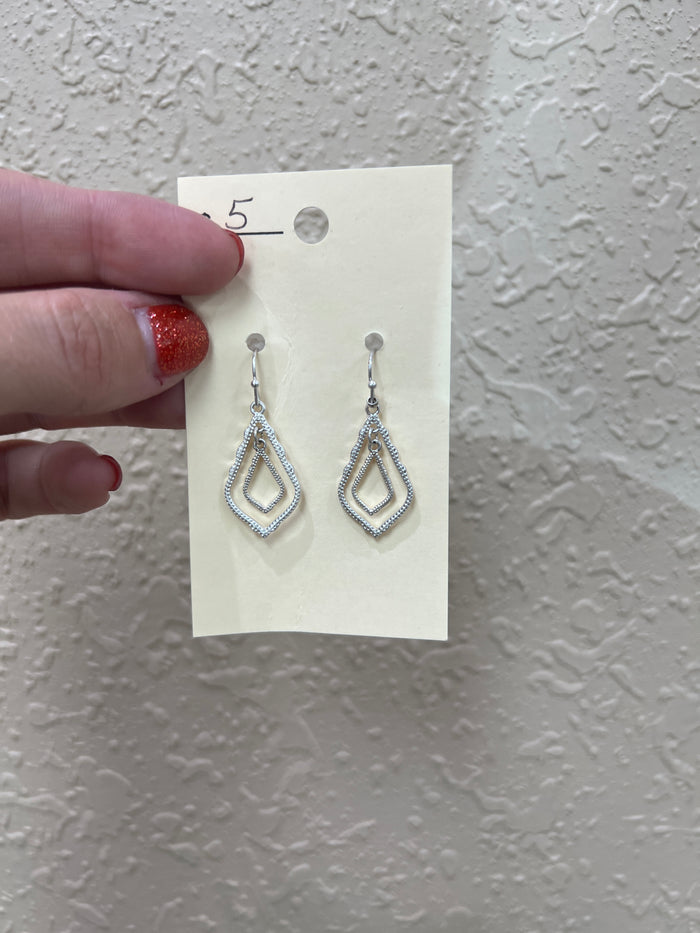 1307- Silver Double Teardrop Earrings