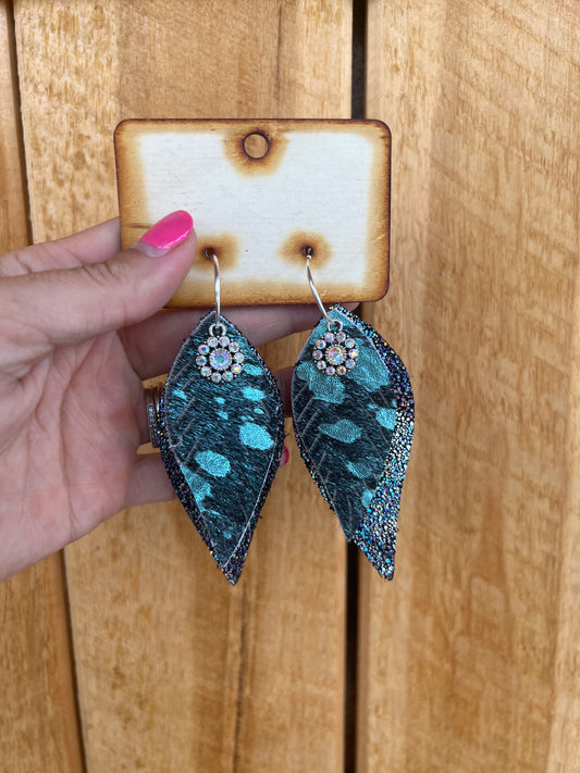 6349- Blue Lagoon Leather Earrings