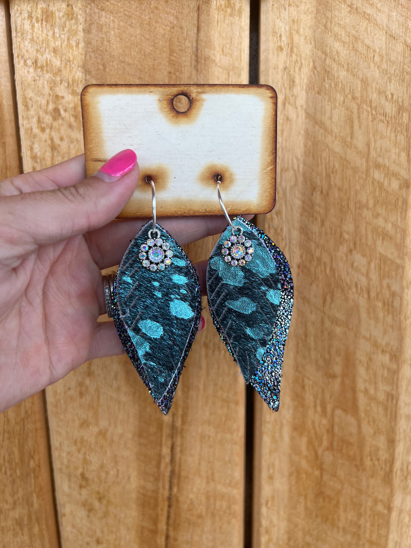 6349- Blue Lagoon Leather Earrings