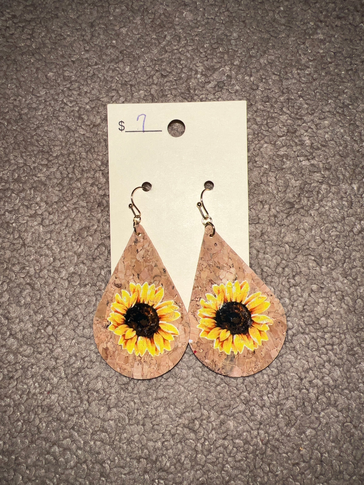 7912- Cork Sunflower Earrings