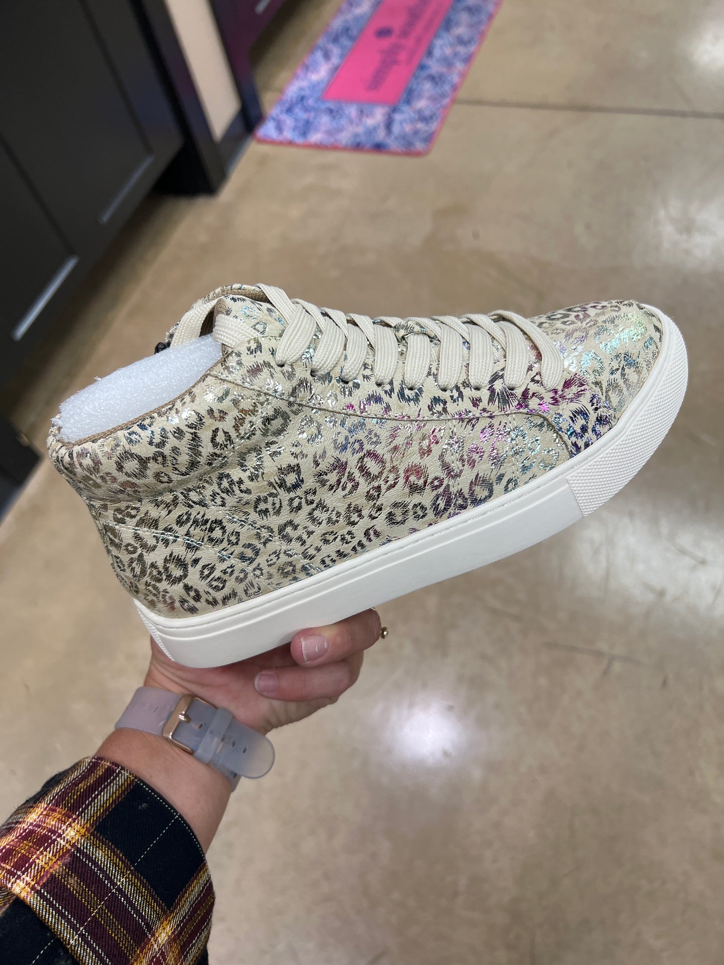 6873- Corkys Beige Metallic Leopard Imagine Sneakers