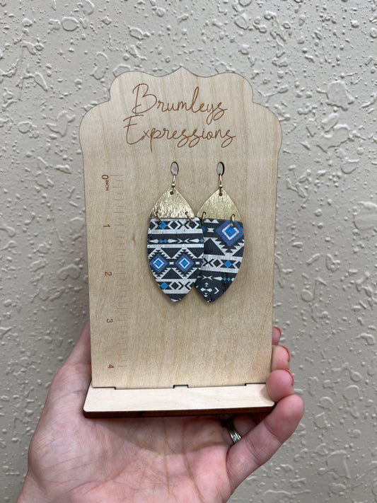 6627- Black & Blue Aztec Earrings