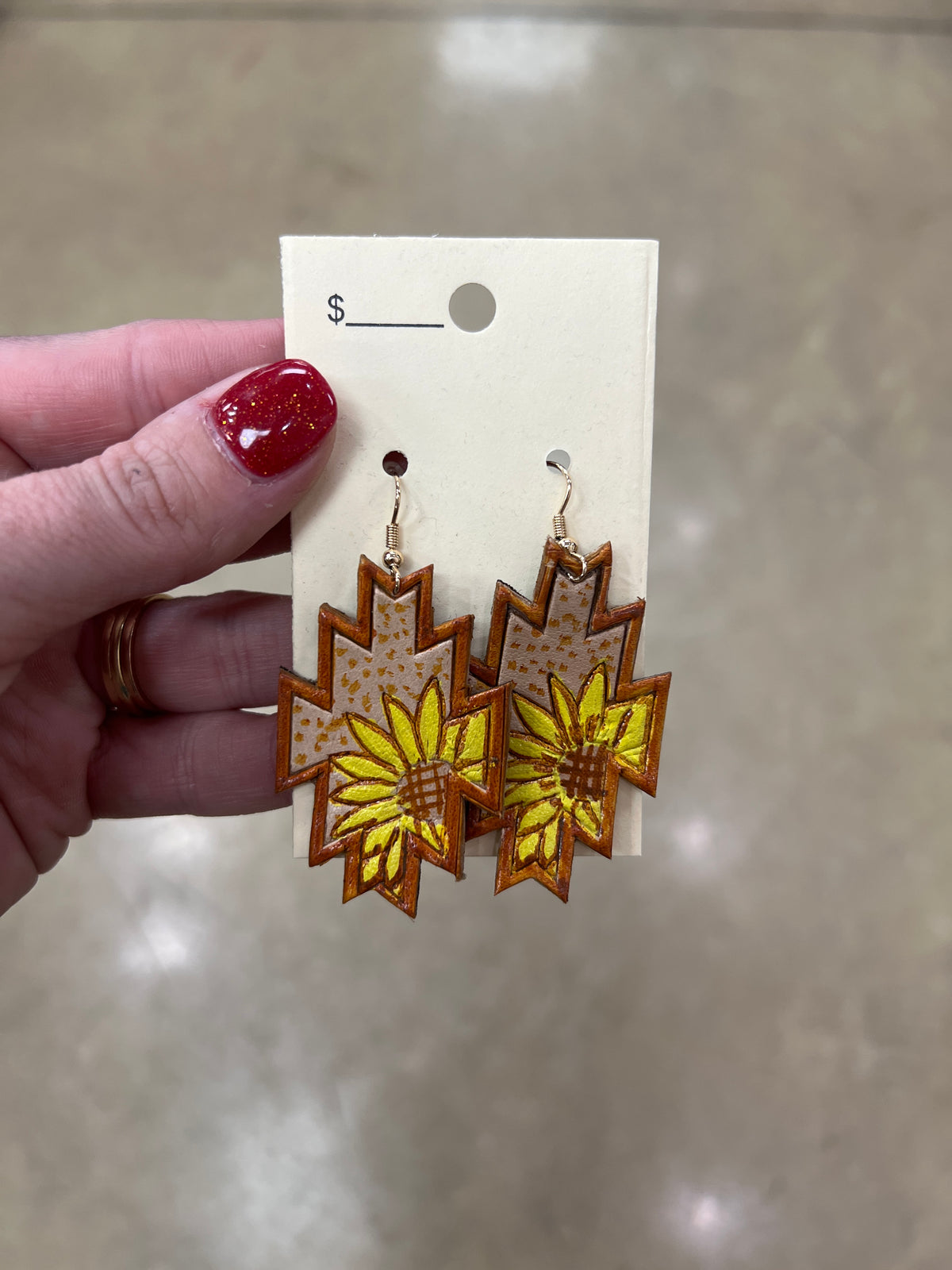 7499- Sunflower Lester Painted Earrings