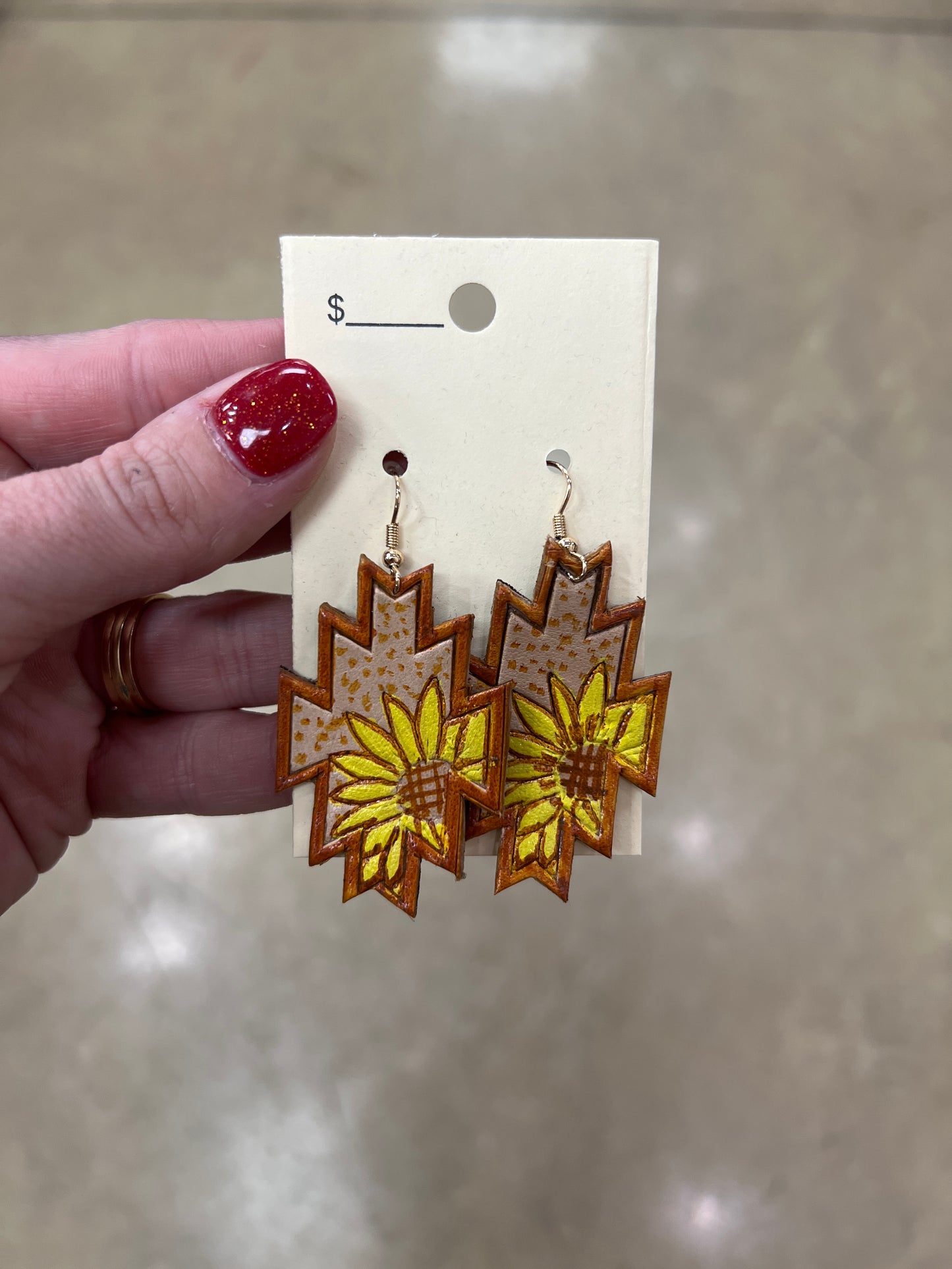 7499- Sunflower Lester Painted Earrings