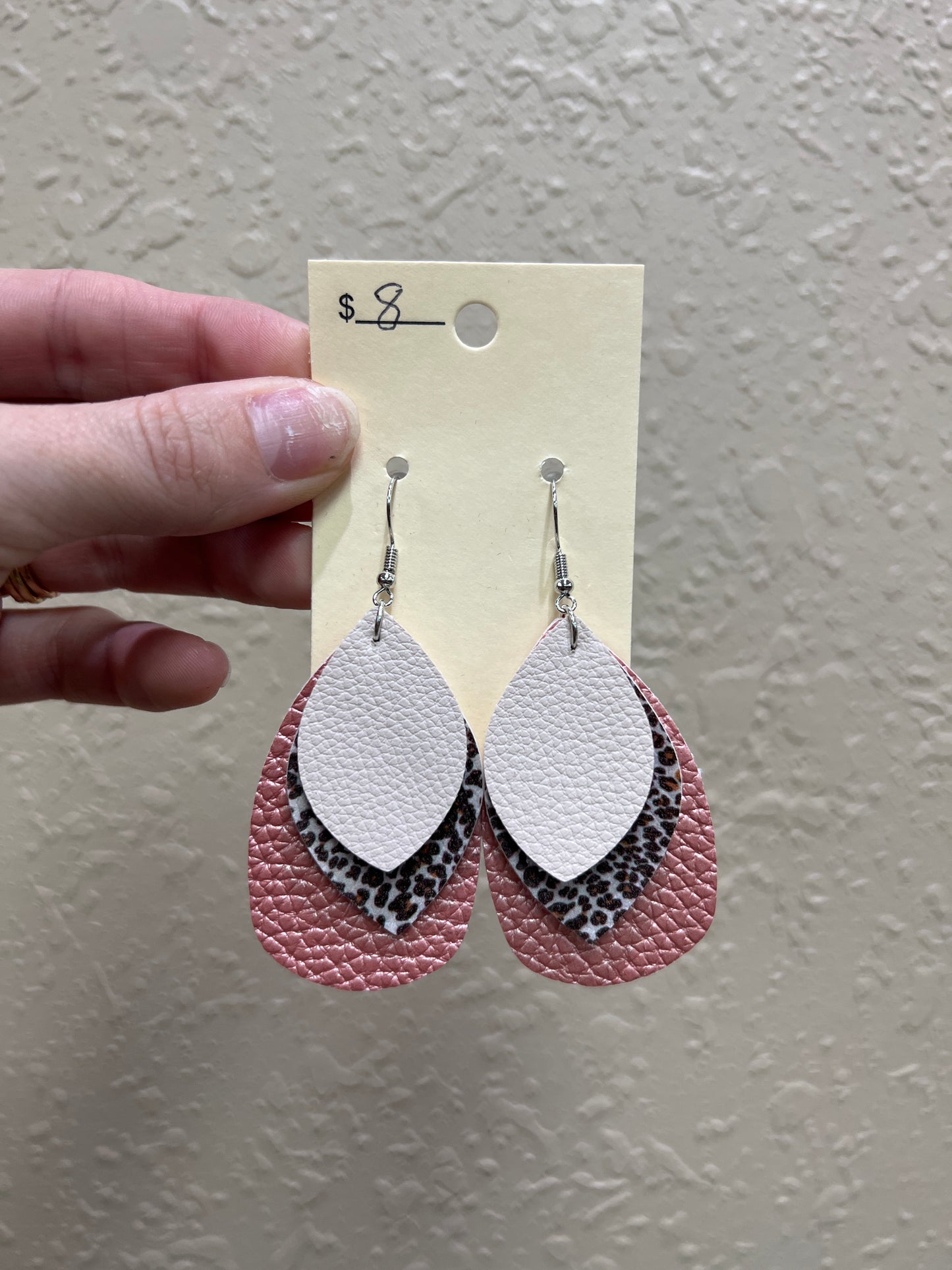 7348- Pink Leopard Layer Earrings