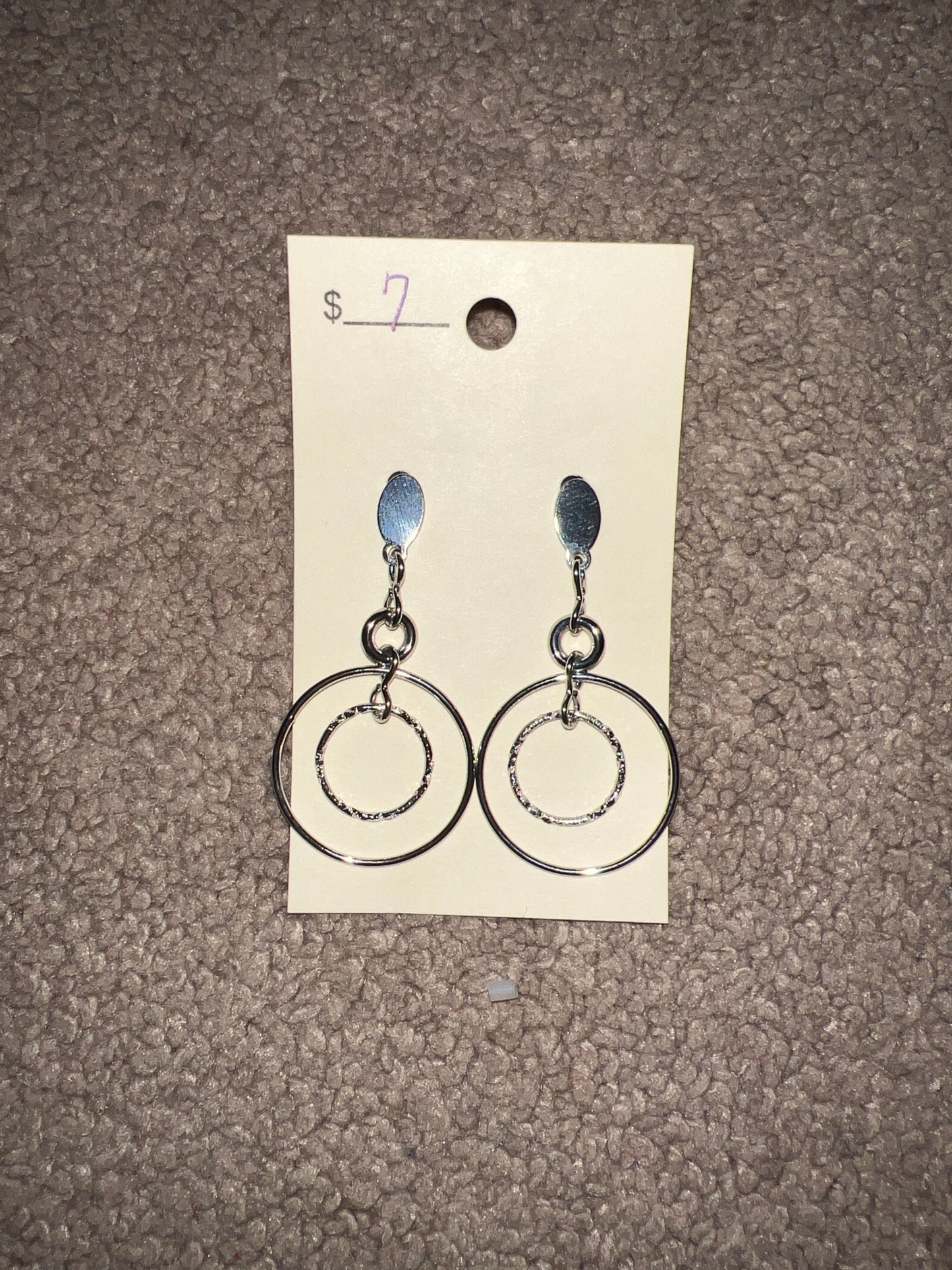 7910- Silver Multi Hoop Dangle Earrings