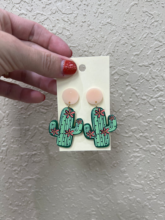 1289- Cactus Acrylic Earrings