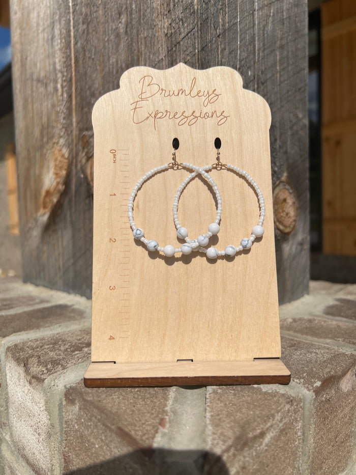 6372- White Stone Beaded Circle Earrings