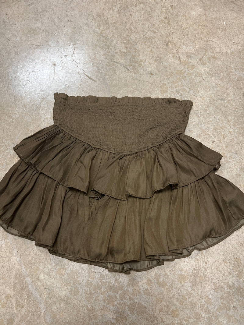 1680- Olive Ruffle Smocked Skort