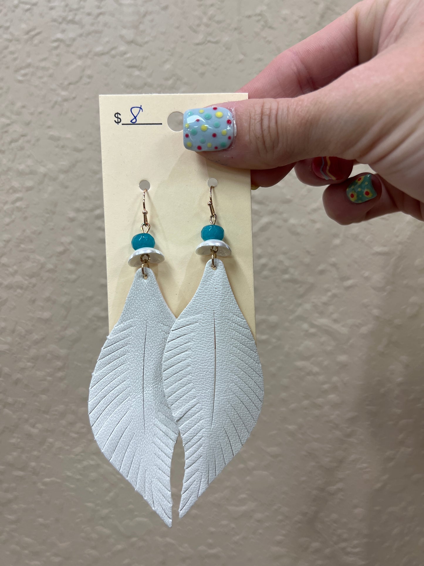 7688- Faux Leather Leaf Earrings