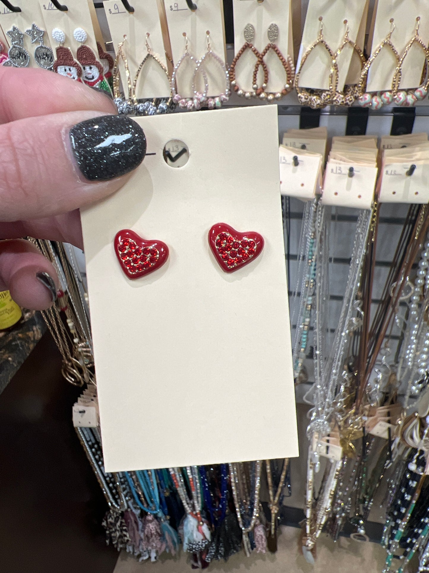 7267- Small Red Heart Postback Earring