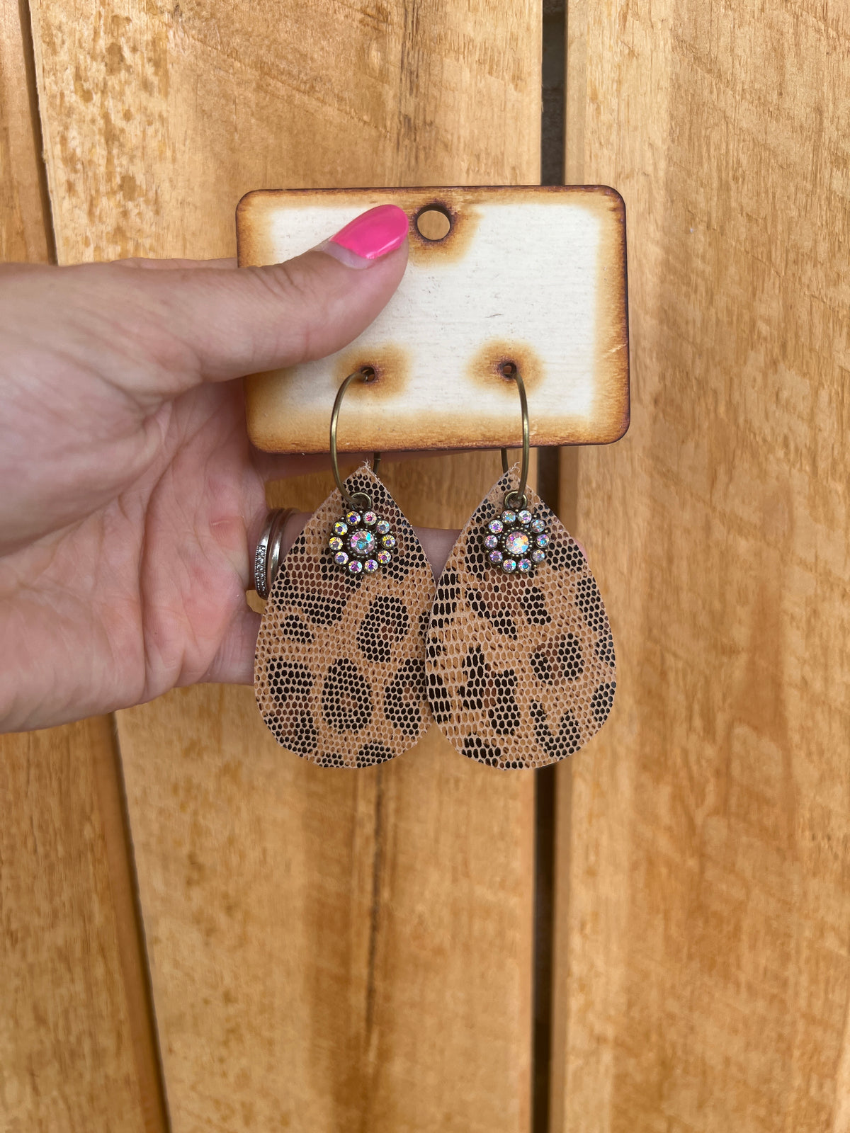 6355- Hollywood Leopard Leather Earrings