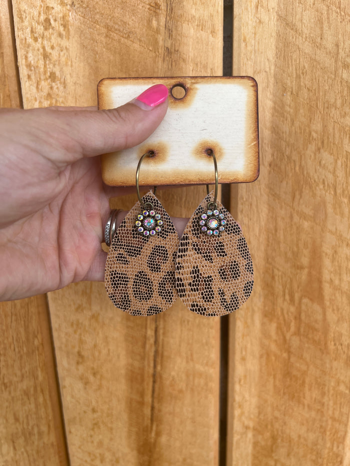 6355- Hollywood Leopard Leather Earrings