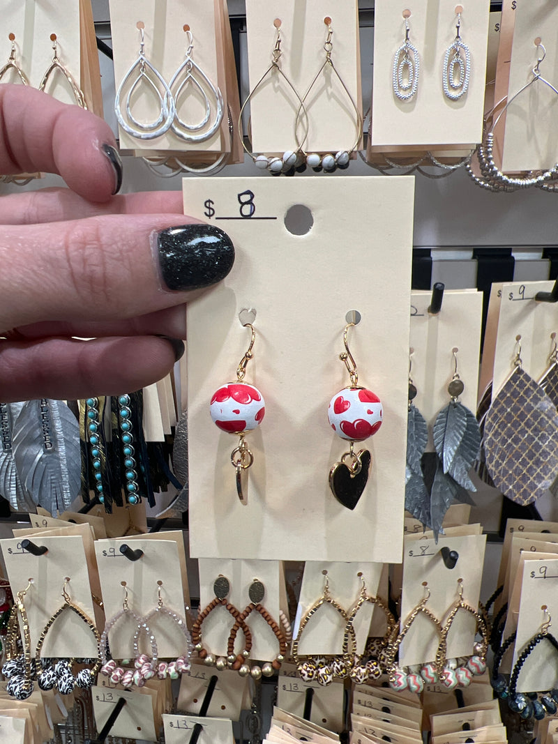 7264- Heart Beaded Fishhook Back Earrings