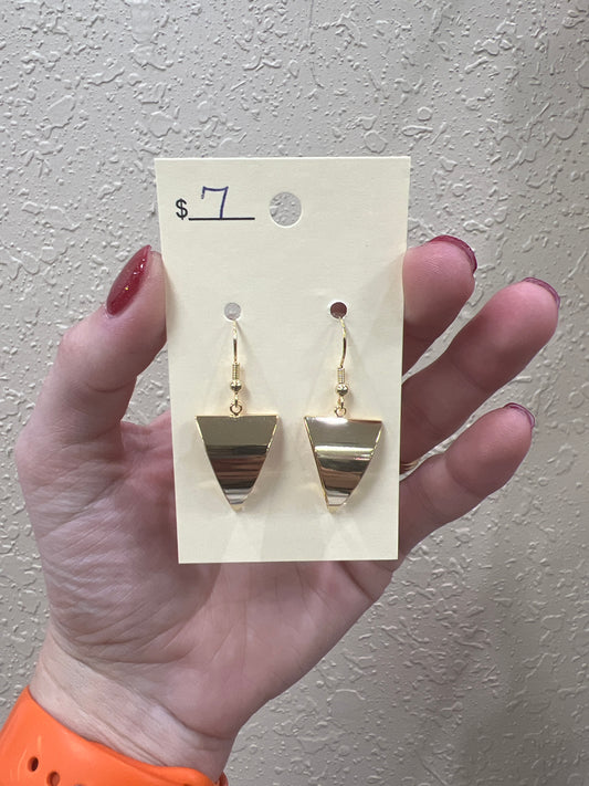 7488- Gold Triangle Dangle Earrings