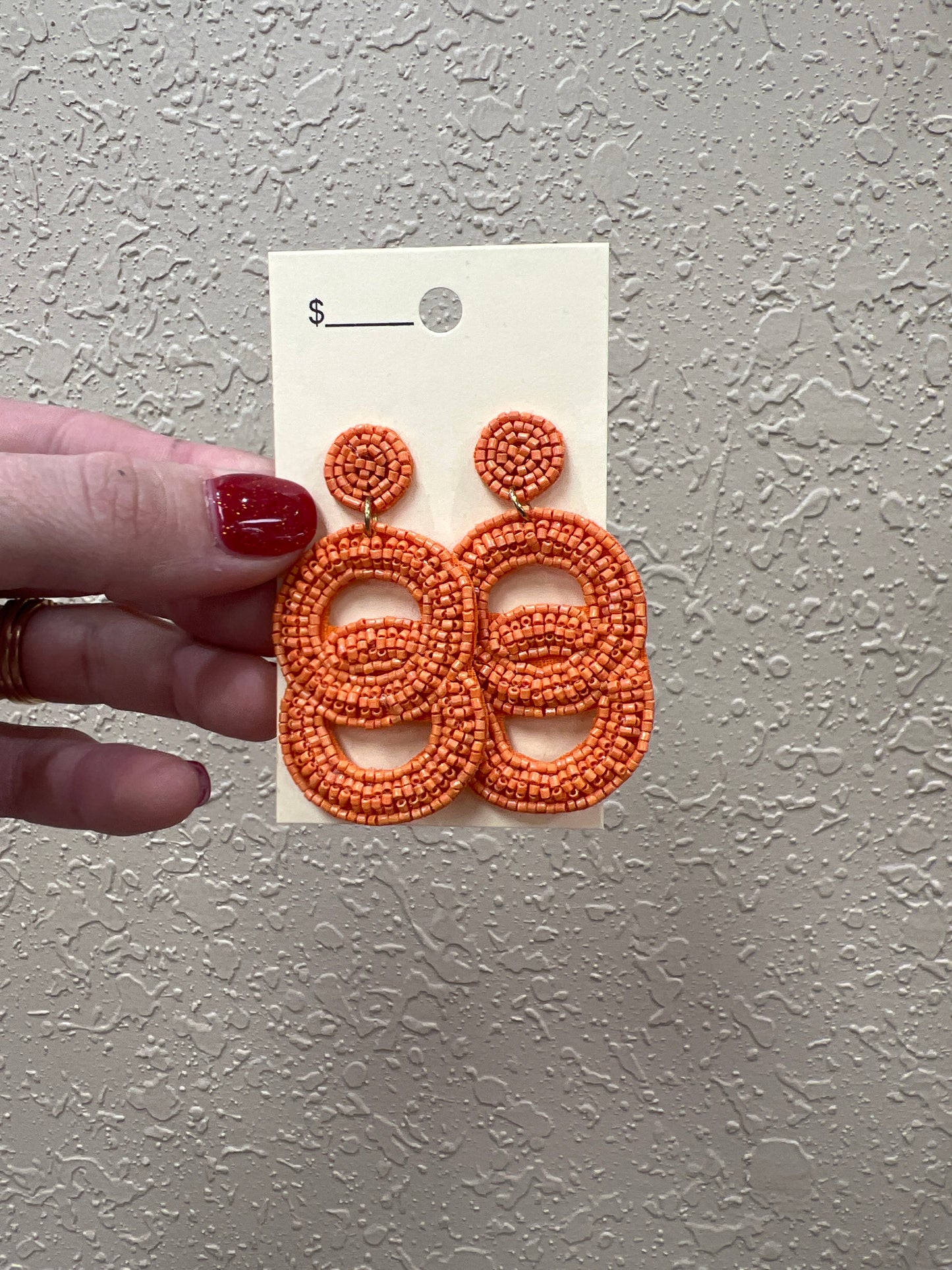 7523- Orange Circle Beaded Earrings