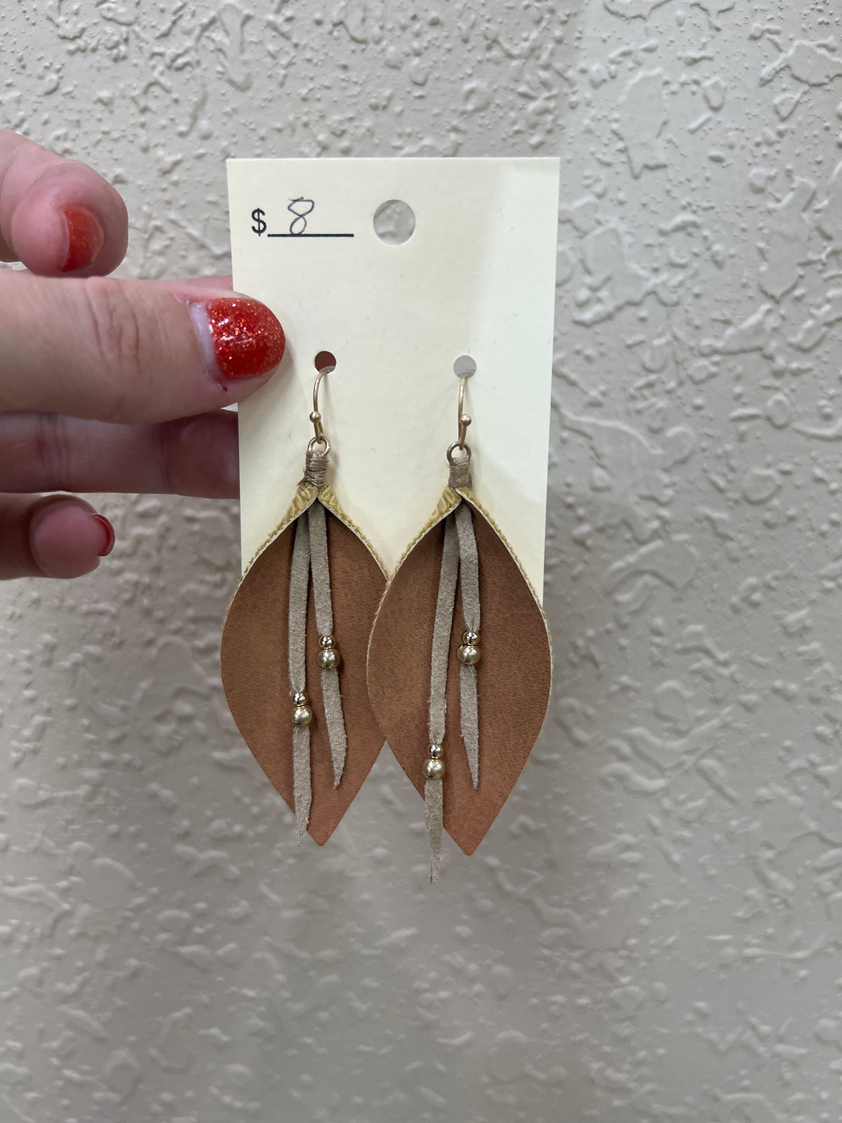 1211- Brown Leather w/ Tassel Earring