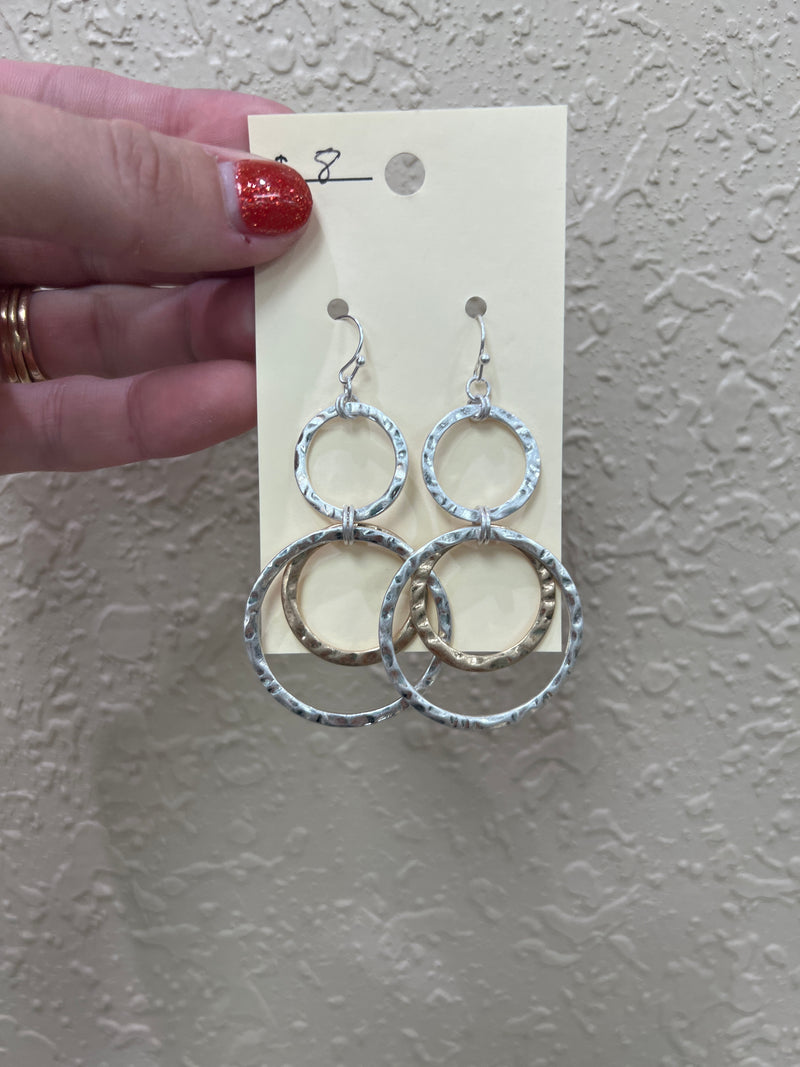 1212- Gold & Silver Circle Hoop Earrings