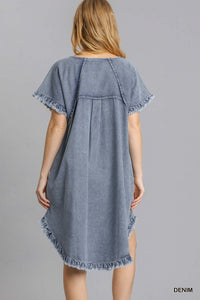 1600- Umgee Denim High Low Dress w/ Pockets