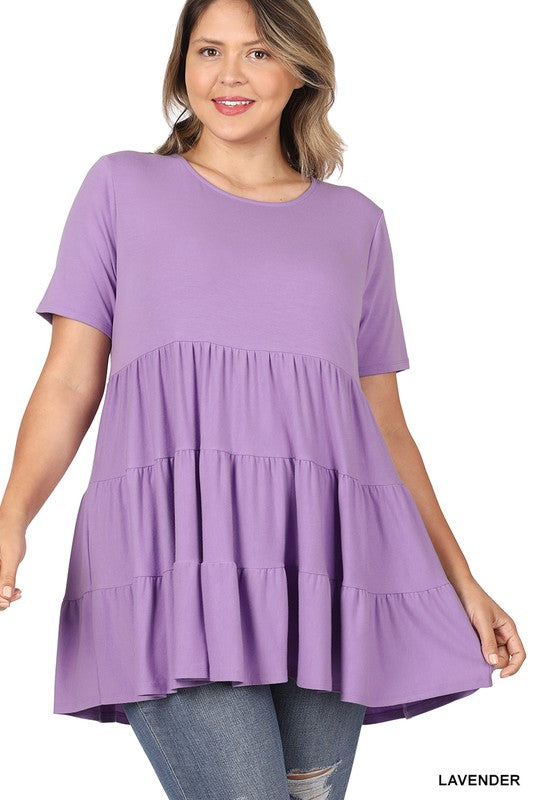 1297- Lavender Tier Short Sleeve Top