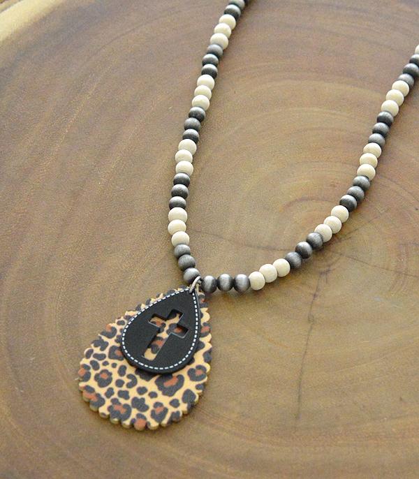 1723- Leopard w/ Cross Necklace