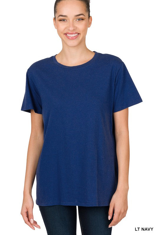 7823- Light Navy Boyfriend Round Neck Top