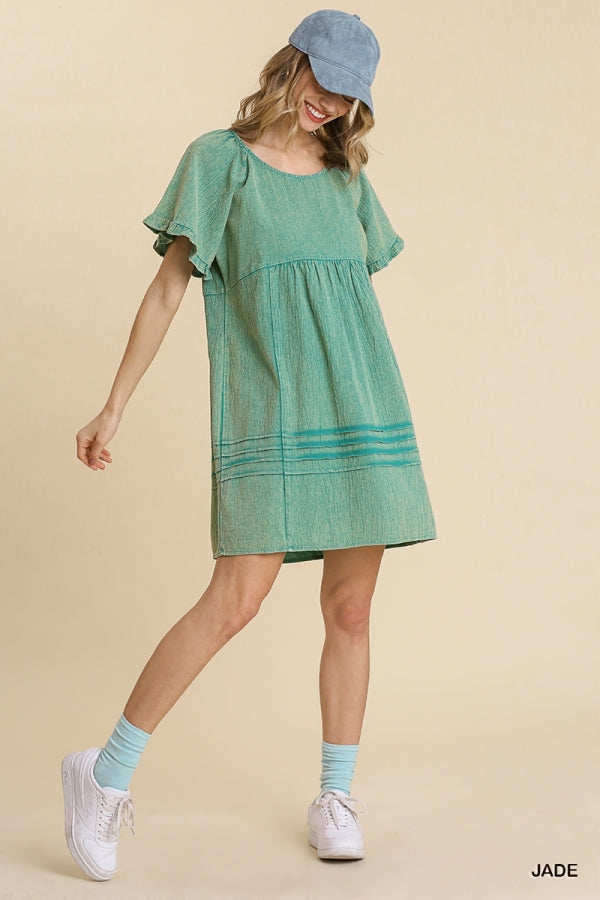 1620- Umgee Jade Mineral Wash Short Sleeve Dress