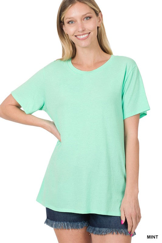 7825- Mint Boyfriend Round Neck Top