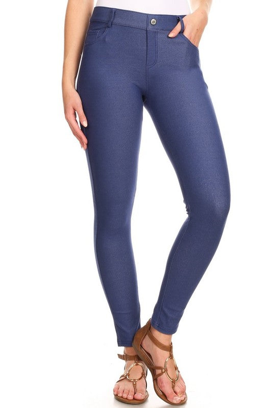 1980- Denim Blue Classic Stretch Knit Jeggings