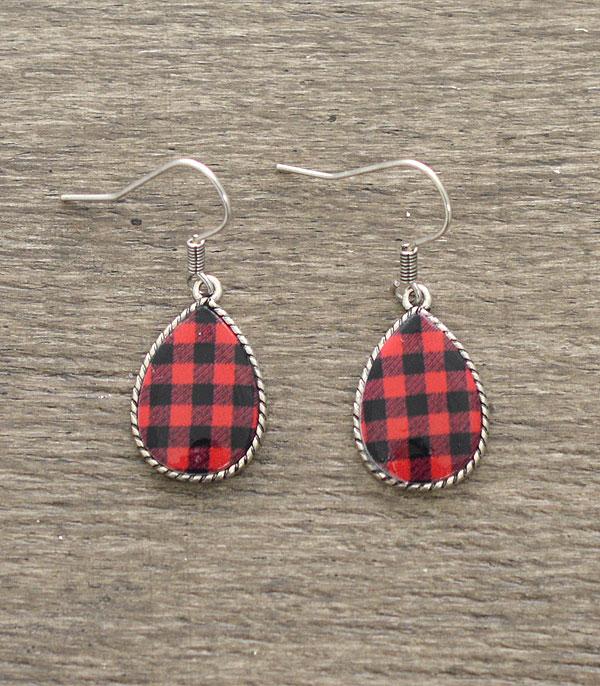 1725- Red and Black plaid Earrings