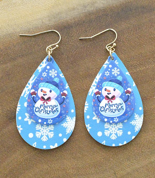 1720- Snowman Merry Christmas Earrings