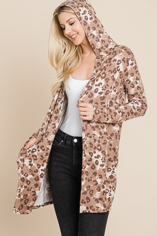 1653- Taupe Leopard Knit Cardigan