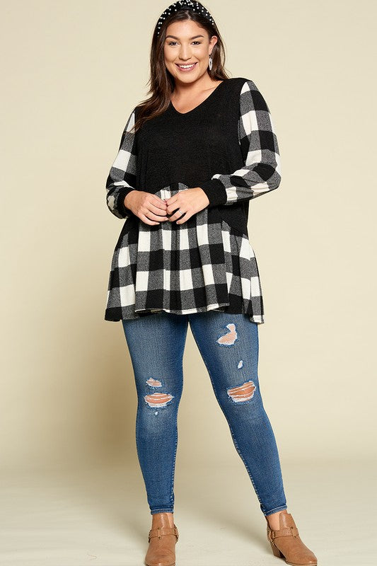 1783- White & Black Buffalo Plaid w/ Black Base