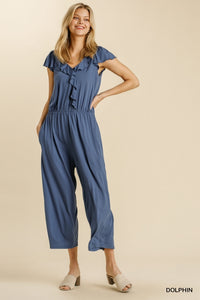 1789- Umgee Slate Blue Jumper w/ Babydoll Waist